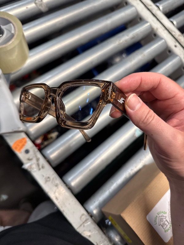 Photo 1 of (USED/FAIR) JFXQDR Blue Light Blocking Glasses for Women Men, Trendy Thick Glasses Anti Eyestrain & UV Glare RF6210 (Coffee Brown Chunky Frame)