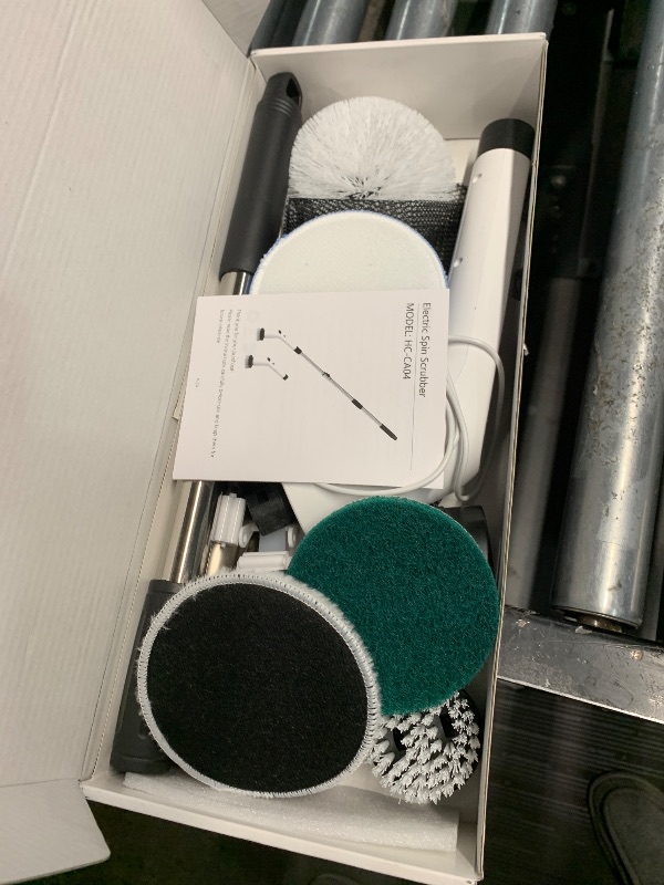 Photo 1 of (used) (unknown if complete) Electric Spin Scrubber, Cordless Shower Scrubber with 8 Scrub Brush, 2 Speed with Adjustable Extension Handle
