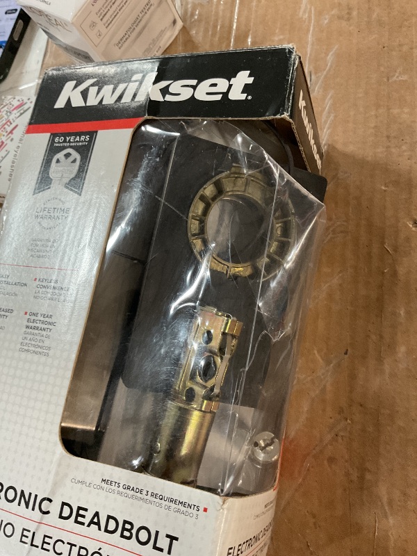 Photo 1 of Kwikset 92640-001 Contemporary Electronic Keypad Single Cylinder Deadbolt with 1-Touch Motorized Locking, Satin Nickel, 8 x 4 x 6