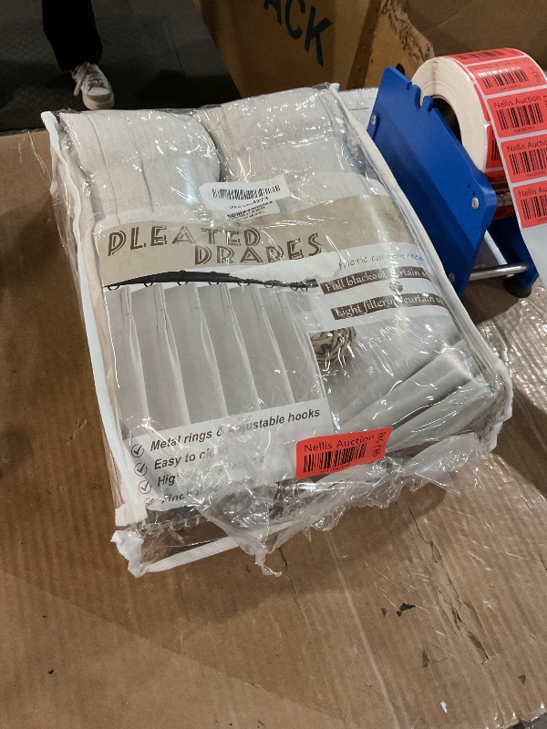 Photo 1 of PleatedDrapes Linen Curtains 90 Inches Long 2 Panels Set, Light Filtering Luxury Curtains for Living Room/Sunroom Pinch Pleated Viral Heavy Duty Drapes Beige White Sheer Back Tab (W40 xL90)