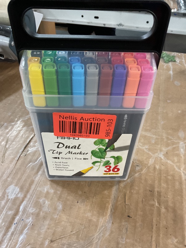 Photo 1 of AIHAO Markers for Kids,Dual Tip Markers Set, Brush & Fine Tips, 36 Pack, Super Washable Marker With Stand Portable Box, Coloring, Doodling, Sketching, Art Supplies for Drawing, Journaling