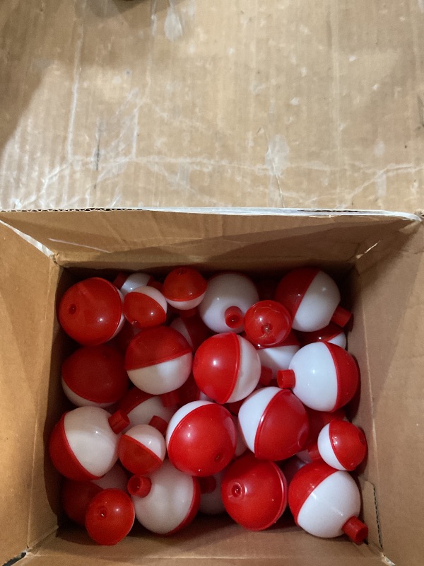 Photo 1 of 60 Pcs Fishing Floats,Hard ABS Fishing Bobber Bulk,Push Button Round Buoy Floats for Fishing Tackle Accessories,1/1.5 Inch