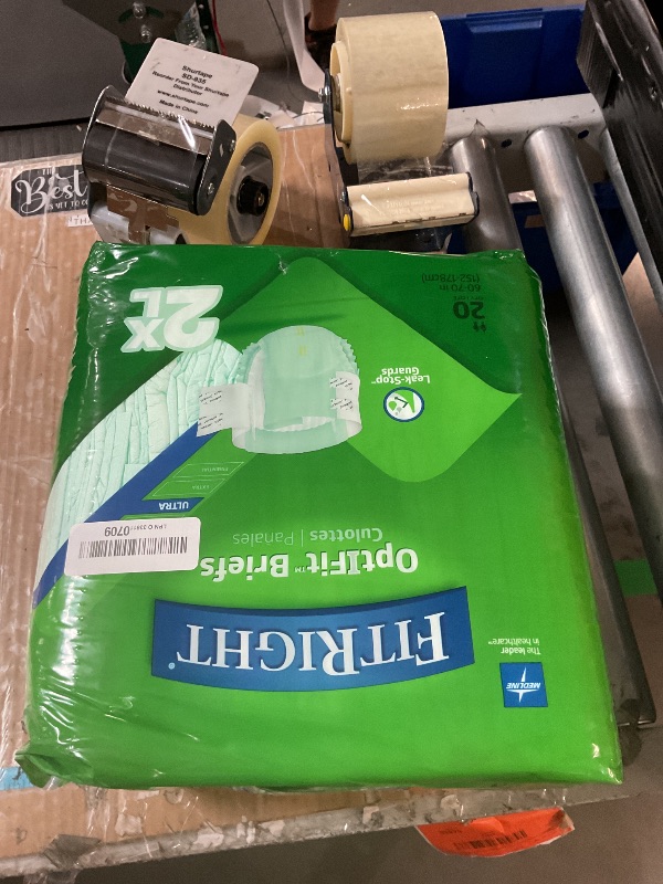 Photo 1 of FitRight OptiFit Ultra Adult Diapers, Disposable Incontinence Briefs, Leak-Proof Diaper, Absorbent Briefs For Men and Women, Maximum Protection, 2XL, 60 – 70 in, 20 briefs per bag