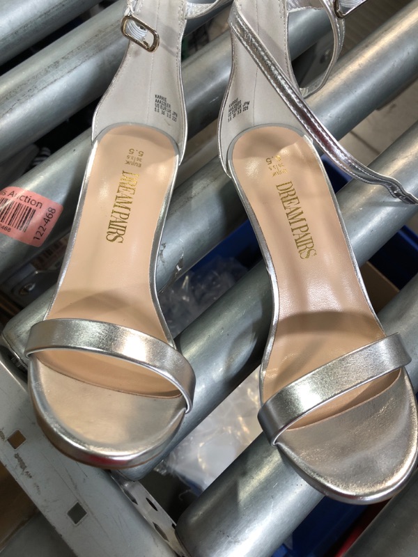Photo 1 of (see all images) DREAM PAIRS Women's High Heels Flower Ankle Strap Stilettos Round Open Toe Dressy Sexy Sandals,Size 5.5,Silver