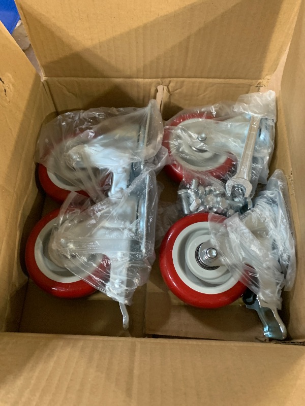 Photo 1 of 4 inch Casters Load 2400lbs -Includes Complete Screws Sets with Accessories -Lockable Bearing Plate Heavy Duty Caster with Brakes, 360-degree Swivel for Furniture and Workbench Cart, Set of 4