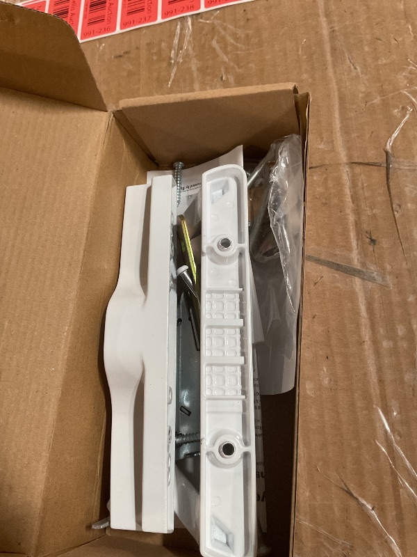 Photo 1 of ALLYWASAI Patio Sliding Door Handle Set with Mortise Lock, Key Cylinder and Keeper, Replacement Handle Lock Set Fits Door Thickness from 1-1/2" to 1-3/4", 3-15/16" Screw Hole Spacing, Keyed, White