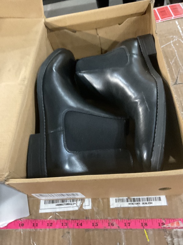 Photo 1 of CGRRBW Black Leather Chelsea Boots Men Dress Boots Ankle Slip on Boots Waterproof QEXXM02-BLACK-10.5