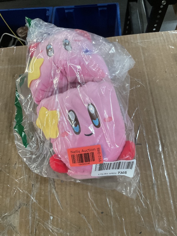 Photo 1 of **STAINED**Glopastel Pink Puff Ball Slipper | Cute Anime Video Game Smash Star Allies Forgotten Land | Plush Pastel Fuzzy Slip On House Shoes One Size Adult Women Medium