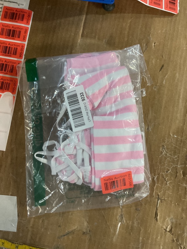 Photo 1 of ABAFIP Women Cute Kawaii Anime Lingerie set Halter Strap Micro Bra Tiny Panty Garter Belt Striped Stockings 4Pcs Underwear Pink One Size