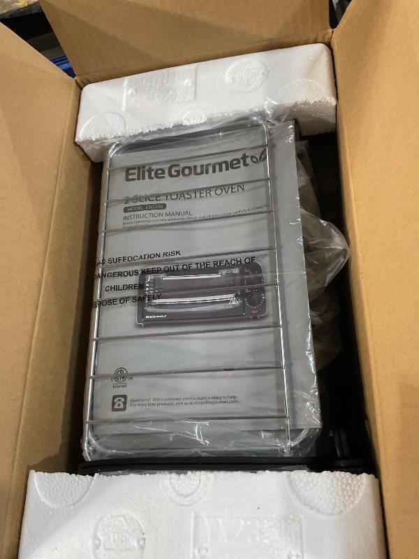Photo 1 of Elite Gourmet ETO236 Personal Compact 2 Slice Countertop Toaster Oven with 15 Minute Timer & Adjustable Temperature, Bake, Broil, & Toast, Black