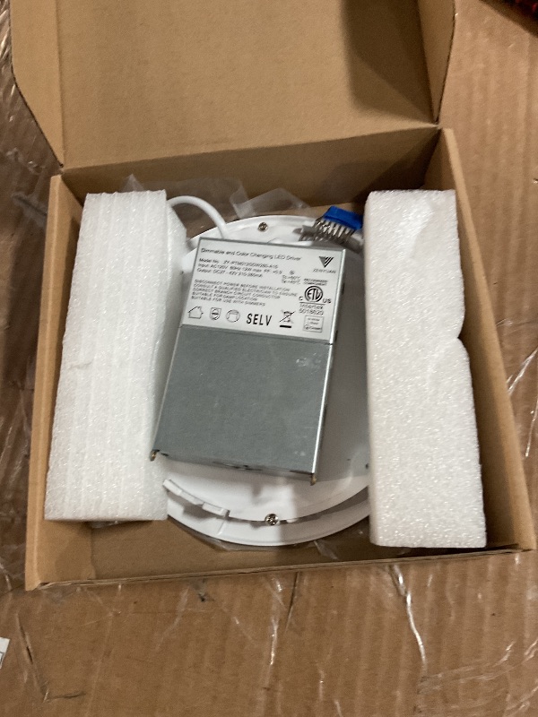 Photo 1 of 1 Pack 6 Inch 5CCT Ultra-Thin LED Recessed Ceiling Light with Junction Box, 2700K/3000K/3500K/4000K/5000K Selectable, 12W 110W Eqv, 1100LM Dimmable Canless Wafer Downlight for Kitchen Hallway, ETL&FCC