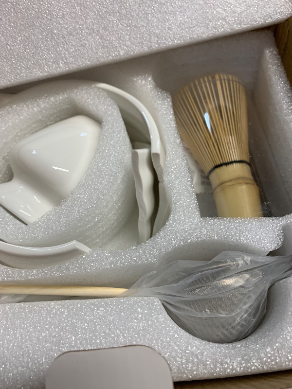 Photo 1 of ***(PARTS ONLY/ MAJOR DAMAGE)***Matcha Whisk Set, Japanese Tea Set (5pcs) includes Matcha Bowl with Spout (19 oz), Bamboo Matcha Whisk and Matcha Scoop, Matcha Whisk Holder, Stainless Steel Sifter, Tea Making Tools, Matcha Kit