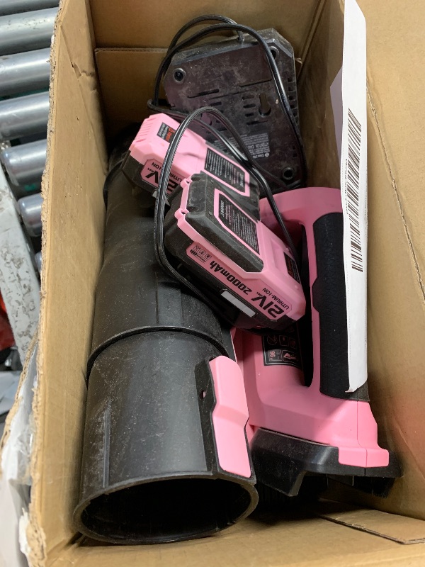 Photo 1 of ***PARTS ONLY***Leaf Blower, 21V Cordless Electric Blower with 2 2.0Ah Batteries and 1 Hour Fast Charger, Lightweight Leaf Blower for Patio Cleaning, Lawn Care, Blowing Fallen Leaves and Dust, etc.