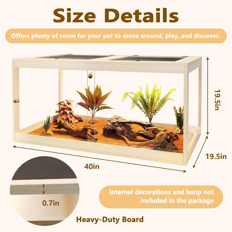 Photo 1 of (PARTS) (NOT COMPLETE SET) Prolee Reptile Terrarium Tank 60 Gallon Maximum, Lizard Tank Bearded Dragon Tank with Metal Mesh Roof Door, Snake Tank with Lock Design, 40" Length