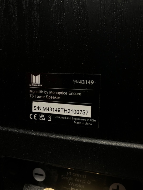 Photo 1 of * nonrefundable! *extremely damaged!* PARTS ONLY!* see pictures*  Monolith T5 Floorstanding Tower Speaker - Black (Each) Powerful Woofers, Punchy Bass, High Performance Audio, for Home Theater System - Audition Series