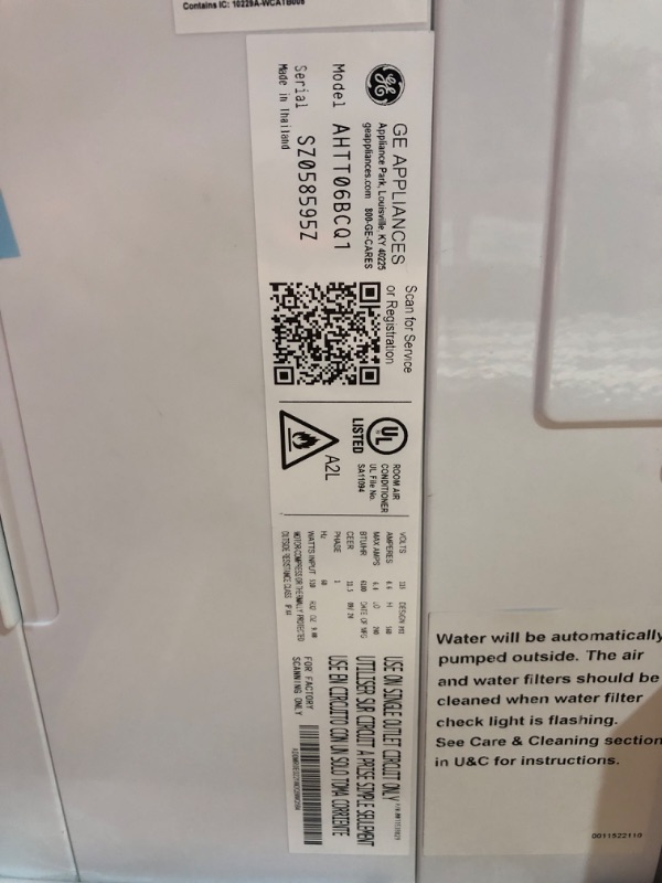 Photo 1 of ***USED - POWERS ON - UNABLE TO TEST FURTHER - LIKELY MISSING PARTS - SEE PICTURES***
AHTT06BC GE Clearview Air Conditioner 6,100, WiFi Enabled, Ultra Quiet for Small Rooms up to 250 Sq. FT, Full Window View with Easy Installation, Flex-Depth Design, 6100