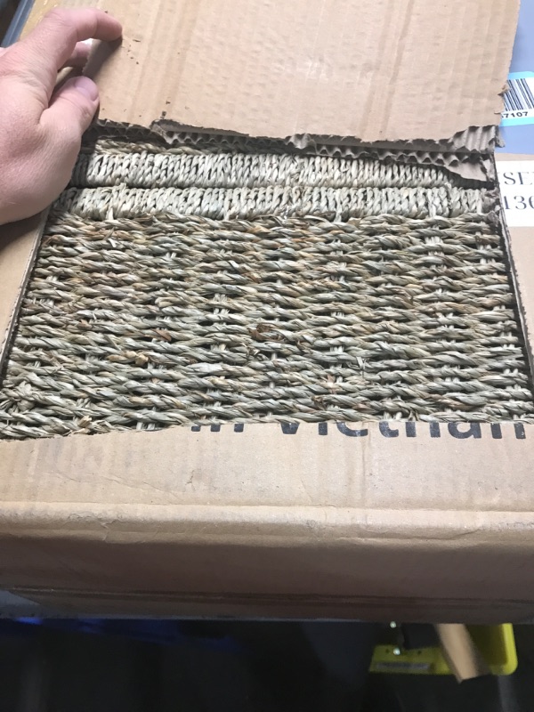 Photo 1 of Large Wicker Basket Rectangular with Wooden Handles for Shelves, Seagrass Basket Storage, Natural Baskets for Organizing, Wicker Baskets for Storage - 3 Pack Large