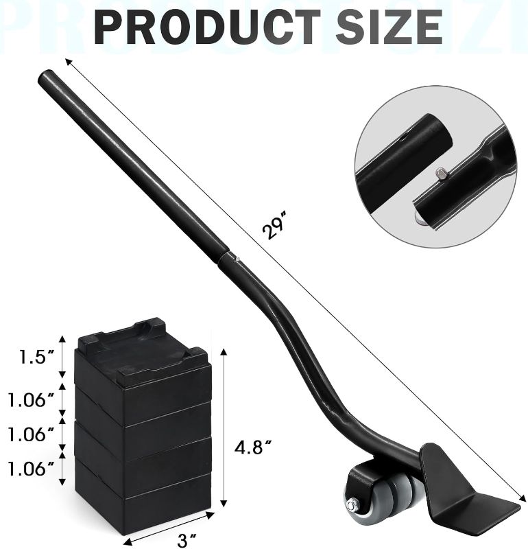 Photo 1 of (FAIR) Lengthening Furniture Lifter Tool, Appliance Furniture Metal Lifters for Heavy Furniture Movers Sliders Wheels Easily Safe to Move Sofa Refrigerator Washing Machine (1 Lifter 4 Raise Blocks 2 Pads)