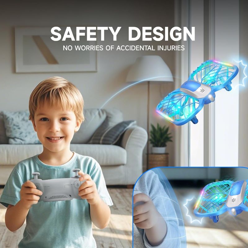 Photo 1 of (DOESN'T POWER ON) (WONT FLY) UranHub Drones for Kids, Mini Drone with 5 Lighting Modes, 22-Min Flight Time RC Drone with 2 Batteries/2 Takeoff Options/3D Flip/3-Speed/Propeller Protection Cover, etc, Gift for Kids (Blue)