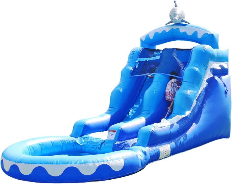 Photo 1 of  Commercial Grade Lightweight Premium Water Slide with Attached Pool for Kids and Adults (with Blower), Wet Dry Use, Outdoor Indoor, Birthday Party, Rental Quality
