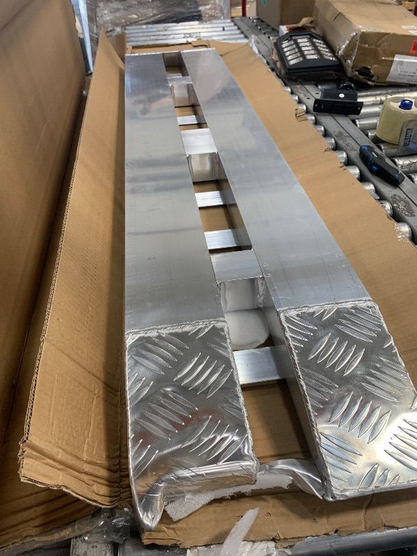 Photo 1 of ** MISSING PARTS, SEE NOTES ** 2PCS 6000 lbs Heavy-Duty Aluminum Loading Ramps, 60" x 12", with Beavertail Hook End & Anti-Slip Surface, Universal Trailer Ramps for Motorcycle, ATV, UTV, Tractor, Trucks, SUV, Lawn Mower