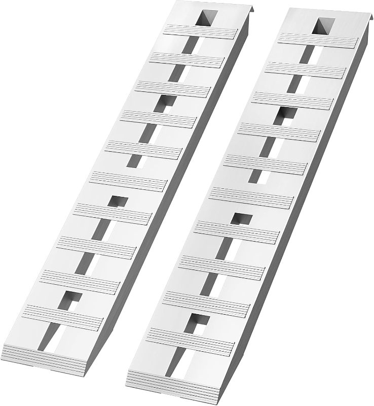 Photo 1 of ** MISSING PARTS, SEE NOTES ** 2PCS 6000 lbs Heavy-Duty Aluminum Loading Ramps, 60" x 12", with Beavertail Hook End & Anti-Slip Surface, Universal Trailer Ramps for Motorcycle, ATV, UTV, Tractor, Trucks, SUV, Lawn Mower