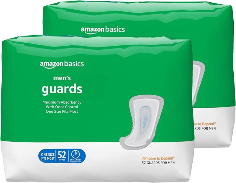 Photo 1 of *** FACTORY SEAL******NONREFUNABLE***Amazon Basics Men's Incontinence Guards, Maximum Absorbency, 104 Count, (2 Packs of 52)