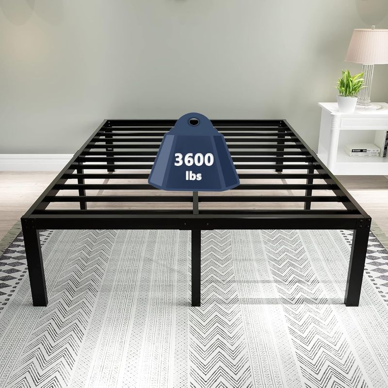 Photo 1 of *** FACTORY SEAL***45MinST 3600lbs Heavy Duty Reinforced Platform, 18 Inch Tall Mattress Foundation, Steel Slats Support Bed Frame with Underbed Storage, Easy Assembly and Non Squeak, Cal King
