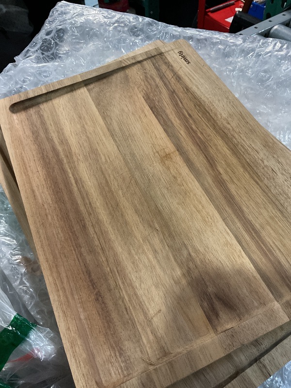 Photo 1 of (Used)(damaged)SMIRLY Wood Cutting Board, Bamboo Cutting Board Set, Chopping Board and Wooden Cutting Boards for Kitchen