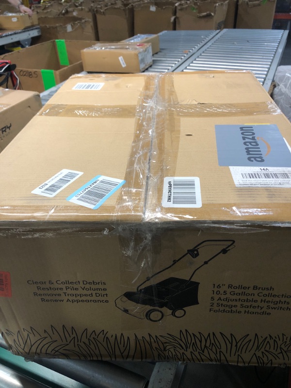 Photo 1 of **PREV USED, DIRTY, POWERS ON BUT BRUSH DOES NOT SPIN**
GreenSweep V2 - Artificial Grass Electric Sweeper Rake Vacuum 45L Collection Bag,5 Adjustable Heights, Foldable Handle