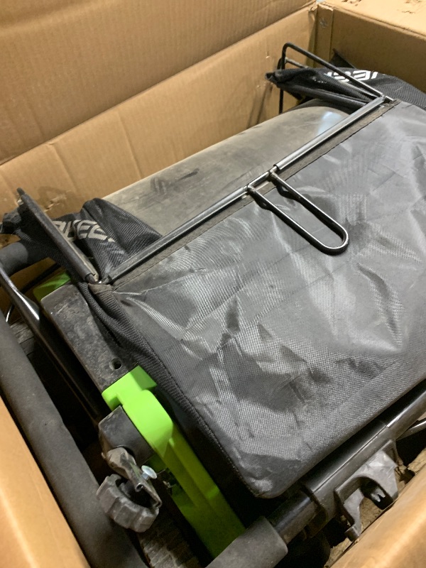 Photo 1 of **PREV USED, DIRTY, POWERS ON BUT BRUSH DOES NOT SPIN**
GreenSweep V2 - Artificial Grass Electric Sweeper Rake Vacuum 45L Collection Bag,5 Adjustable Heights, Foldable Handle