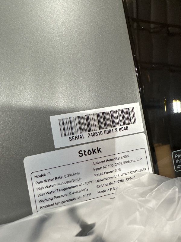 Photo 1 of ***ITEM TESTED FOR POWER, UNABLE TO TEST FURTHER***Stokk T1 UV Countertop Reverse Osmosis Water Filter, Carafe Alkaline Boost, 6-Stage RO Filtration System, Reduce TDS PFAS, Large Size (Gray)