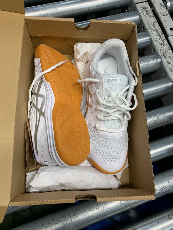 Photo 1 of ASICS Women's Upcourt 5 Volleyball Shoes, 9.5, White/Pure Silver