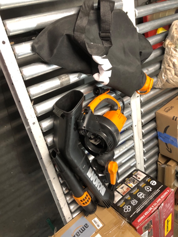 Photo 1 of ***USED - UNABLE TO TEST - LIKELY MISSING PARTS - SEE PICTURES***
WORX 12 Amp Trivac 3-in-1 Electric Leaf Blower/Mulcher/Vacuum WG509 Metal Impeller for Fine Mulching