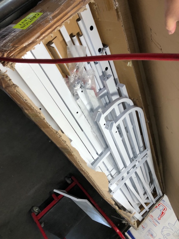 Photo 1 of ***TRUCK/TRAILER PICKUP ONLY - DAMAGED - LIKELY MISSING PARTS***
YIORTWO Twin-Over-Twin Low Bunk Bed with Convertible Slide,Montessori Floor Bunk Bed Frame with Full-Length Guardrail,Heavy Duty Metal Bed with House Shape and Roof for Toddlers,White