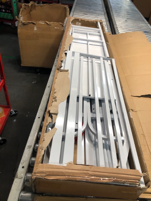Photo 1 of ***TRUCK/TRAILER PICKUP ONLY - DAMAGED - LIKELY MISSING PARTS***
YIORTWO Twin-Over-Twin Low Bunk Bed with Convertible Slide,Montessori Floor Bunk Bed Frame with Full-Length Guardrail,Heavy Duty Metal Bed with House Shape and Roof for Toddlers,White