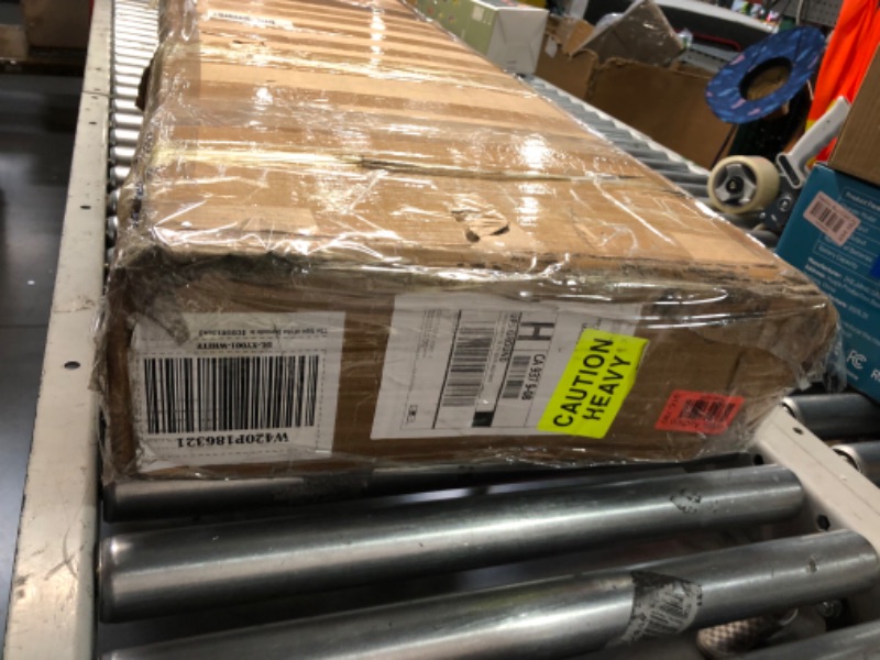 Photo 1 of ***TRUCK/TRAILER PICKUP ONLY - DAMAGED - LIKELY MISSING PARTS***
YIORTWO Twin-Over-Twin Low Bunk Bed with Convertible Slide,Montessori Floor Bunk Bed Frame with Full-Length Guardrail,Heavy Duty Metal Bed with House Shape and Roof for Toddlers,White