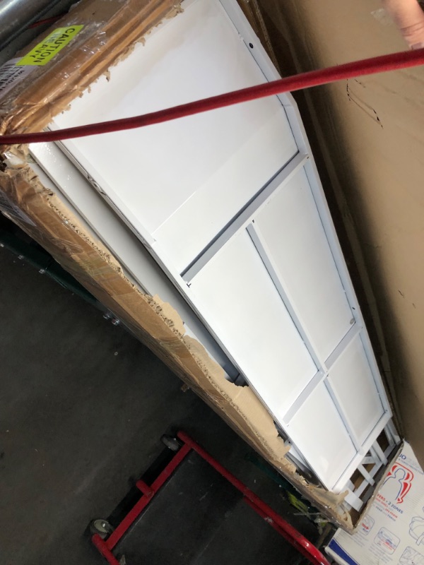 Photo 1 of ***TRUCK/TRAILER PICKUP ONLY - DAMAGED - LIKELY MISSING PARTS***
YIORTWO Twin-Over-Twin Low Bunk Bed with Convertible Slide,Montessori Floor Bunk Bed Frame with Full-Length Guardrail,Heavy Duty Metal Bed with House Shape and Roof for Toddlers,White
