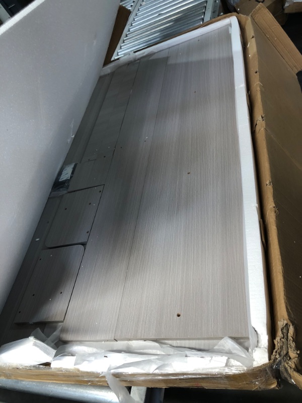 Photo 1 of ***DAMAGED - LIKELY MISSING PARTS - SEE PICTURES***
BigPonPon 2-Tier Washer And Dryer Countertop With 2.75"H Guard,54"W x 27.5"D Laundry Countertop Cover With Non-Slip Pad,Large Space Laundry Topper For Folding Clothes Over Washer And Dryer-Stripe Gray