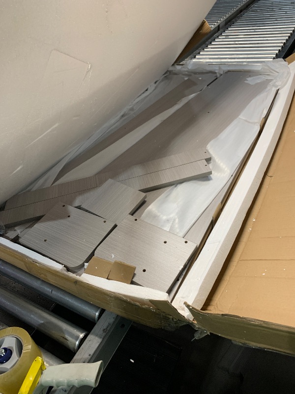 Photo 1 of ***DAMAGED - LIKELY MISSING PARTS - SEE PICTURES***
BigPonPon 2-Tier Washer And Dryer Countertop With 2.75"H Guard,54"W x 27.5"D Laundry Countertop Cover With Non-Slip Pad,Large Space Laundry Topper For Folding Clothes Over Washer And Dryer-Stripe Gray
