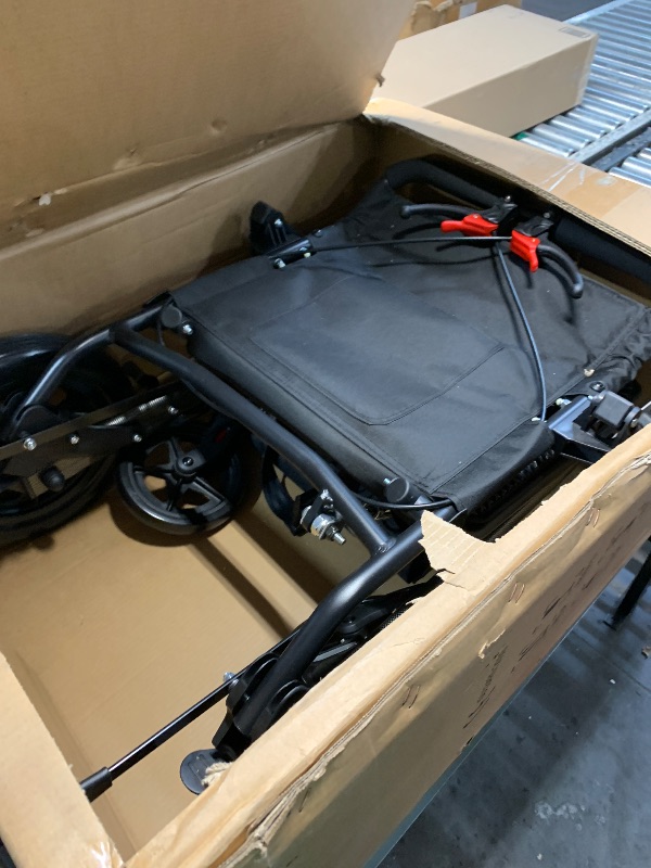 Photo 1 of (18" Seat Width) Portable Transport Wheelchair Foldable Lightweight Travel Wheelchair with Telescopic Handle for Senior and Adults with Handbrakes Support 220lbs