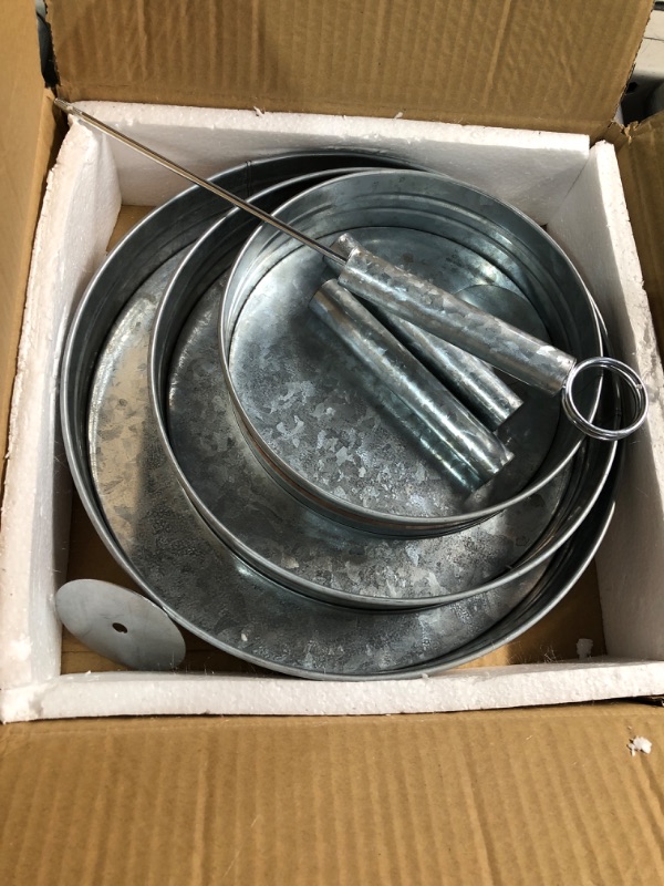 Photo 1 of ***(MISSING HARDWARE)***
Cedilis Three Tiered Serving Stand, Rustic Metal Cupcake Stand, Galvanized Tiered Serving Tray for Dessert, Appetizers, Farmhouse Fruit Stand, Decorated for Fall