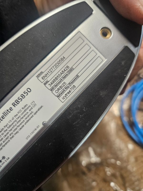 Photo 1 of (Used)NETGEAR Orbi Whole Home Mesh WiFi 6 Satellite (RBS850) - Adds up to 2,500 sq. ft. Coverage, AX6000 (Up to 6Gbps)