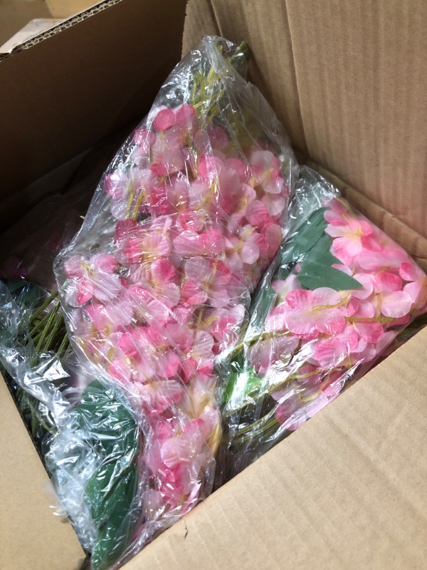 Photo 1 of ***USED - INCOMPLETE - SEE PICTURES***
108 Pack 43.2 in/ 3.6 ft Artificial Fake Wisteria Hanging Flowers Wisteria Faux Flowers Garland Silk Vine Rattan Long Hanging Flowers String for Home Outdoor Wedding Party(Pink)