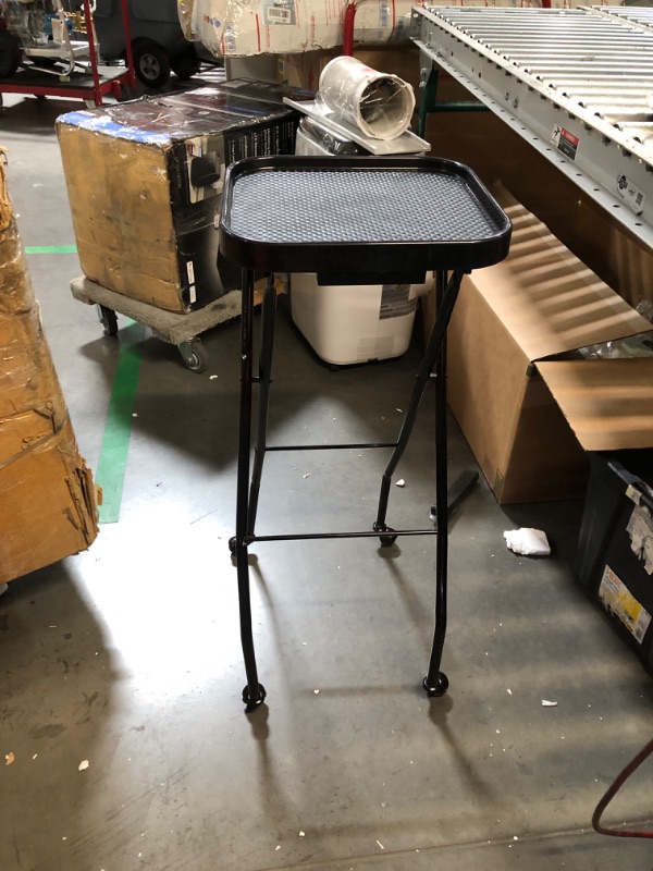 Photo 1 of ***MAJOR DAMAGE - LEG BENT AND BROKEN - SEE PICTURES***
Folding Salon Tray, Salon Trolley, Salon Cart Tattoo Rolling Tray Station-Black