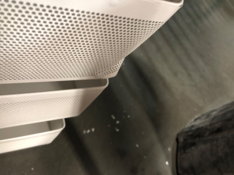 Photo 1 of ***DAMAGED - SHELVES DENTED - SEE PICTURES***
xinyourui Fruit Basket for Kitchen No Assembly, Rolling Rotating Storage Cart,Bathroom Shelf,Mobile Metal Utility Storage Cart,Potato and Onion Storage Drawer Cart(Bright White, 5 Tier-Square)