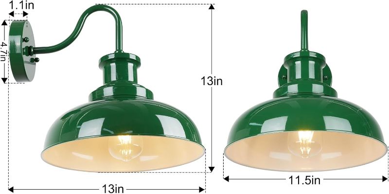 Photo 1 of ***(PARTIAL SET)***
Diyel Outdoor Gooseneck Barn Lights - Rustic Farmhouse Exterior Mount Lights, Vintage Indoor/Outdoor Wall Lighting Fixtures, Industrial Porch & Garage Lanterns - RZ007-2 GR+WH