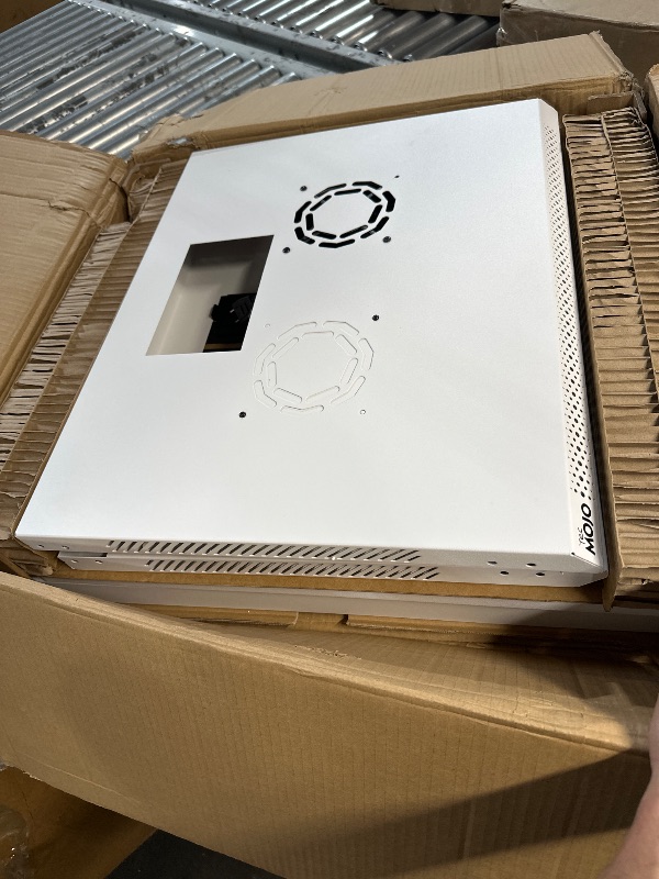 Photo 1 of Tecmojo 12U Wall Mount Rack Network Cabinet for 19" IT Equipment,with Lockable Glass Door and Side Panels,Cooling Fan,17.7inch Depth,White