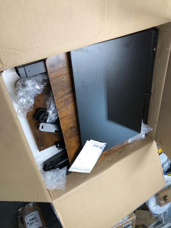 Photo 1 of ***DAMAGED - CRACKED - INCOMPLETE - SEE PICTURES***
MOUNTUP 55x28 Inches Electric Height Adjustable Standing Desk, Sit Stand Desk with Memory Controller, Ergonomic Stand Up Desk for Home Office with Splice Board, Rustic Brown+Black