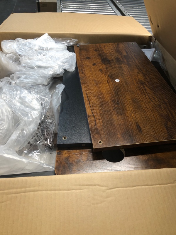 Photo 1 of ***DAMAGED - CRACKED - INCOMPLETE - SEE PICTURES***
MOUNTUP 55x28 Inches Electric Height Adjustable Standing Desk, Sit Stand Desk with Memory Controller, Ergonomic Stand Up Desk for Home Office with Splice Board, Rustic Brown+Black
